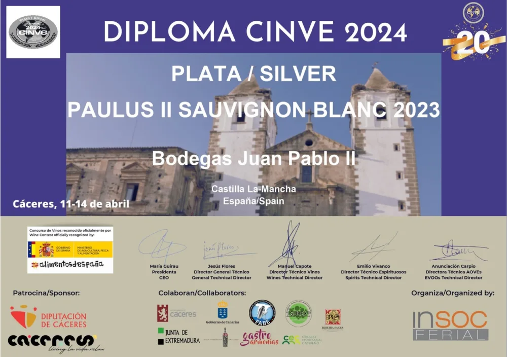 DIPLOMA PAULUS II SAUVIGNON BLANC 2023_CINVE AWARDS 2024